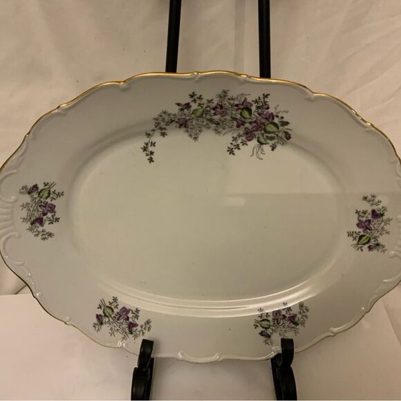 VINTAGE TOSCPORT CZECHOSLOVAKIA FINE CHINA PLATTER. SPRING VALLEY Stamped.k3 - Picture 1 of 6